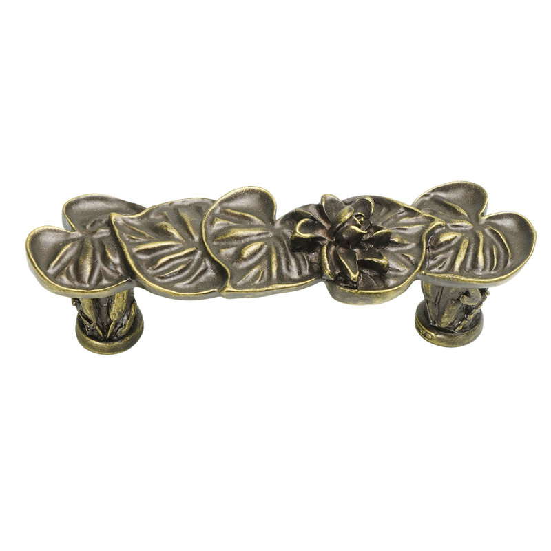Lily Pads 3 inch center to center pull in finish Antique Brass, Antique Brass