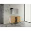Meuble de salle de bain autoportant de 48 po (47-1/16 po), 2 portes à fermeture douce et 3 étagères de rangement ouvertes, emballage démontable (meuble-lavabo seulement, sans lavabo)