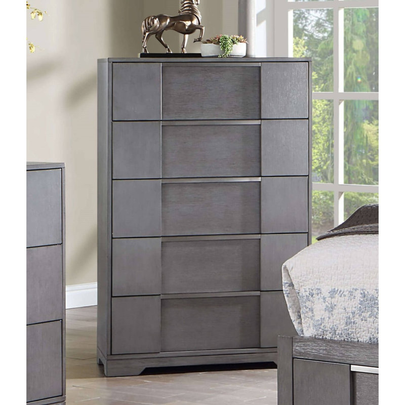 Mobilier de chambre à coucher gris à finition grise 1 pièce