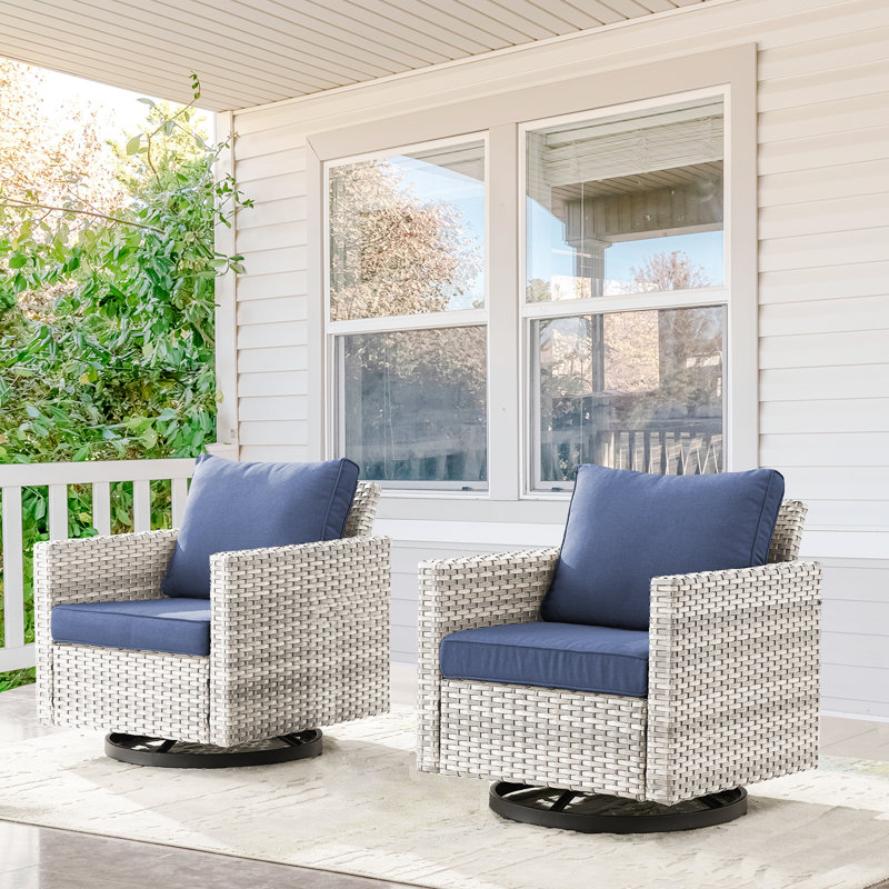 Chaise longue pivotante Ingvald, Structure gris clair / coussin bleu