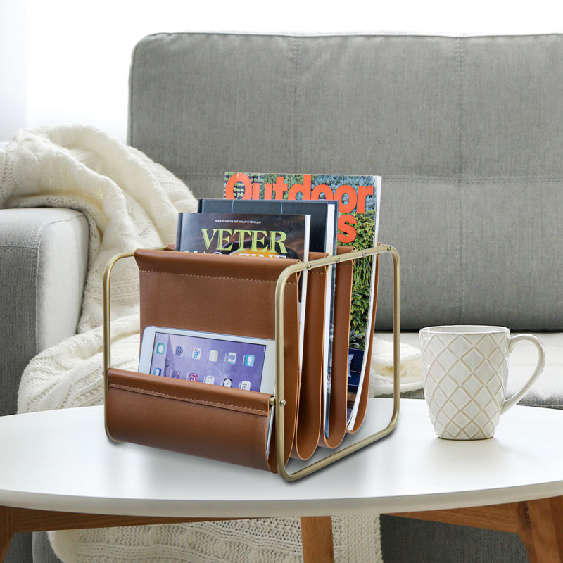 Metal Faux Leather File Organiser