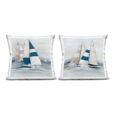 Sailboat Fleet Voyage Design by Sally Swatland Throw Pillow (Set of 2)