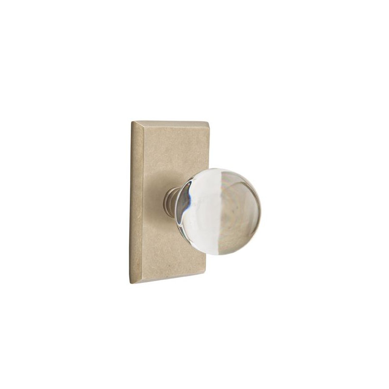 Privacy Bristol Knob with # 3 Rose, Tumbled White Bronze