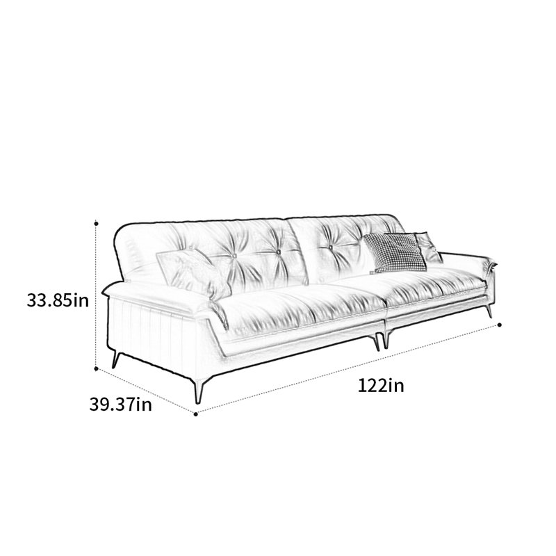 Canapé italien rétro, H 33,85 po x l 122 po x P 39,37 po, 5