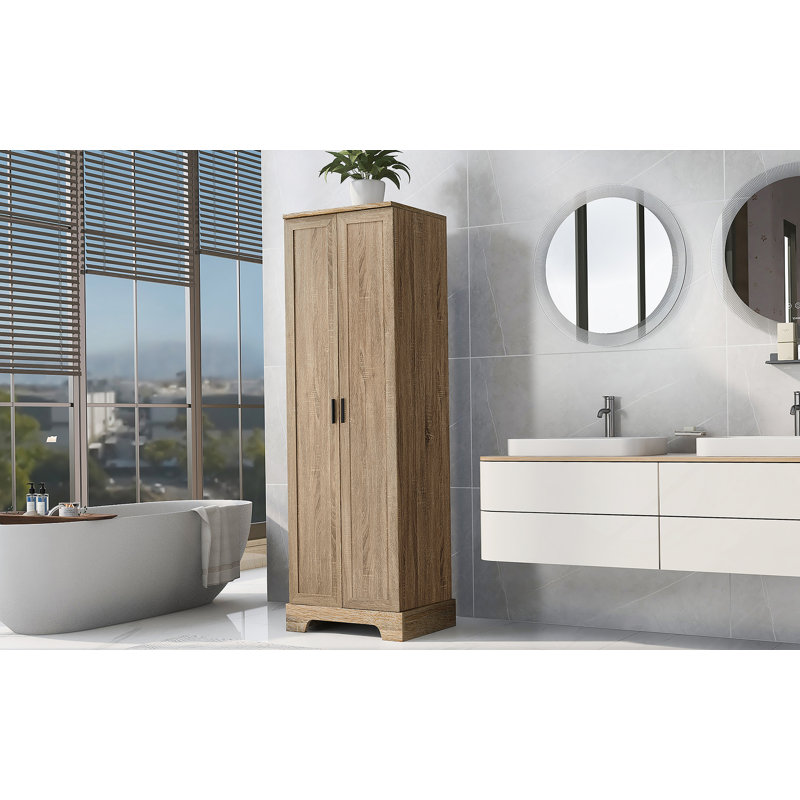 Storage Cabinet With Two Doors For Bathroom, Office, Adjustable Shelf, MDF Board, Brown, Brown