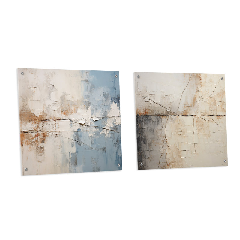 Simplicity Winter Dream - Ensemble de 2 peintures murales en acrylique paysage d'hiver, H 16 po x l 33 po
