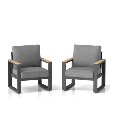Set Of 2  All-Weather Metal Armchairs