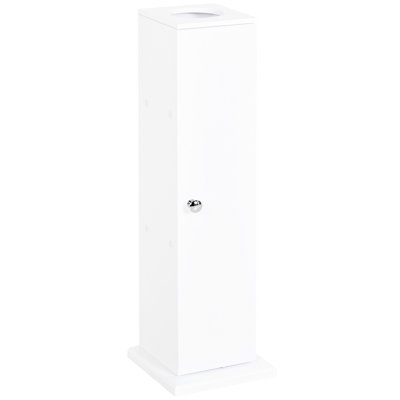 Petite armoire de salle de bain - Rangement de papier hygiénique en coin blanc avec portes et tablettes