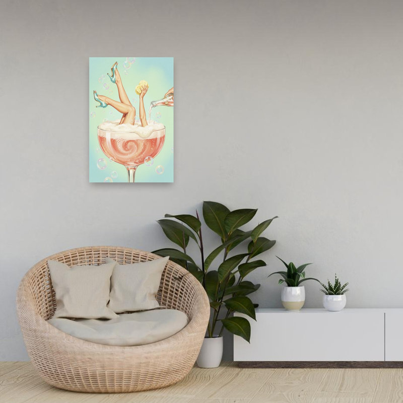 Reproduction d'art rétro rétro ludique Champagne, 24" H x 16" W