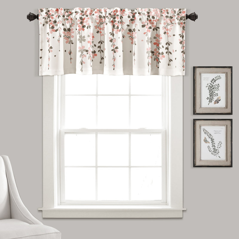 Lush Decor Weeping Flower Single Window Valance, Blush/Gray