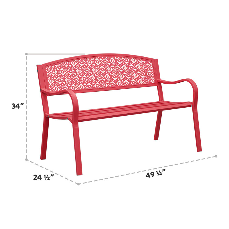 Banc d'extérieur en métal Brka, Rouge
