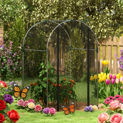 Cage à plantes, tente de protection des plantes, cage de culture en acier galvanisé, avec porte à fermeture à glissière