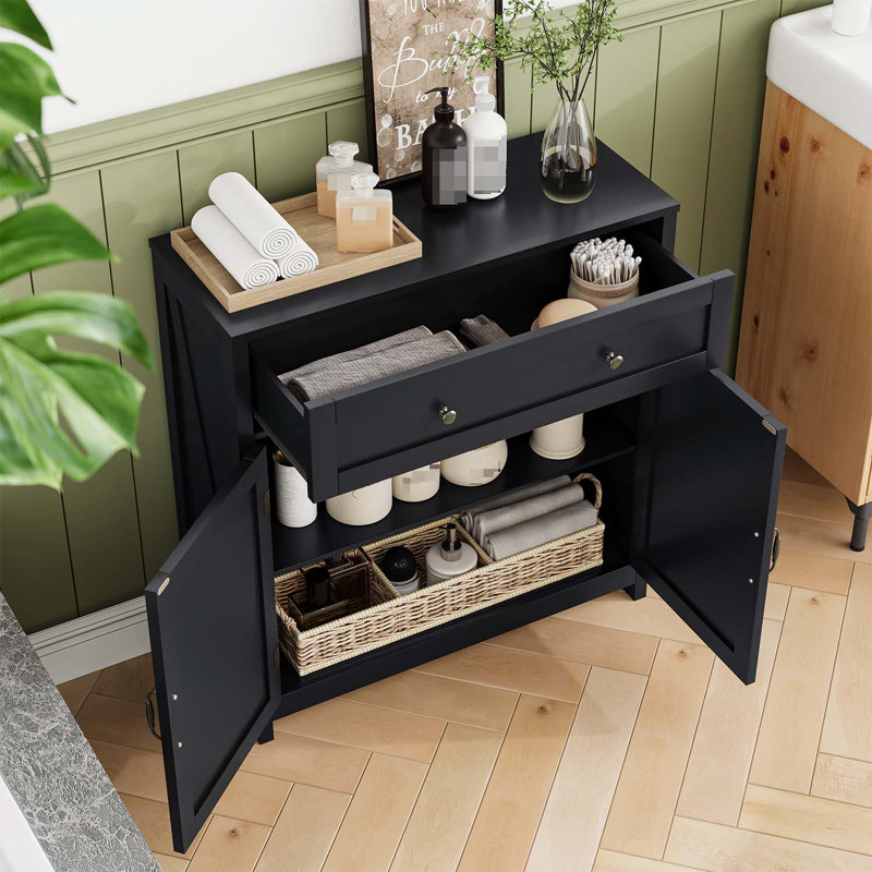 Armoire buffet polyvalente avec plusieurs compartiments de rangement pour chaque maison, Noir