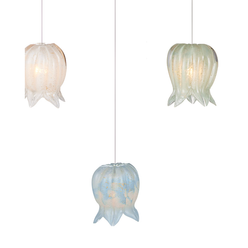 Polpo 7-Light Round Multi-Drop Pendant, 13" H x 7.5" W x 7.5" D, Blue/Green/White, 450 Lumens