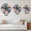 Horloge murale à motif de roses rétro bleu foncé II-1314789319