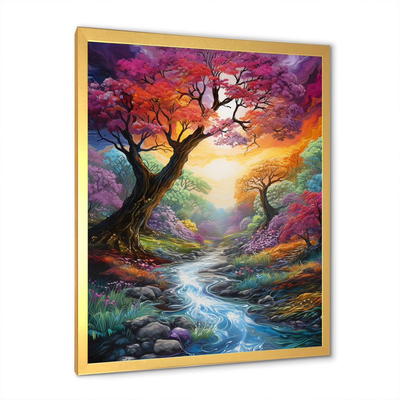 Rainbow Forest Wonderland, Encadrement doré, H 32 po x l 24 po x P 1 po