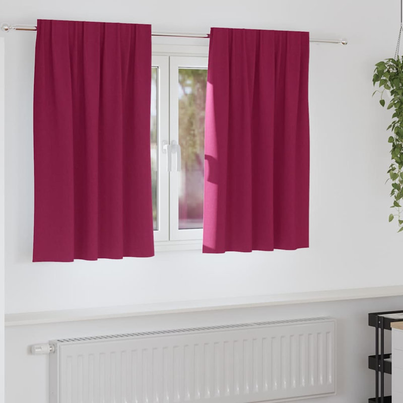 Curtain, 140cm Width x 140cm Drop, Wine Red