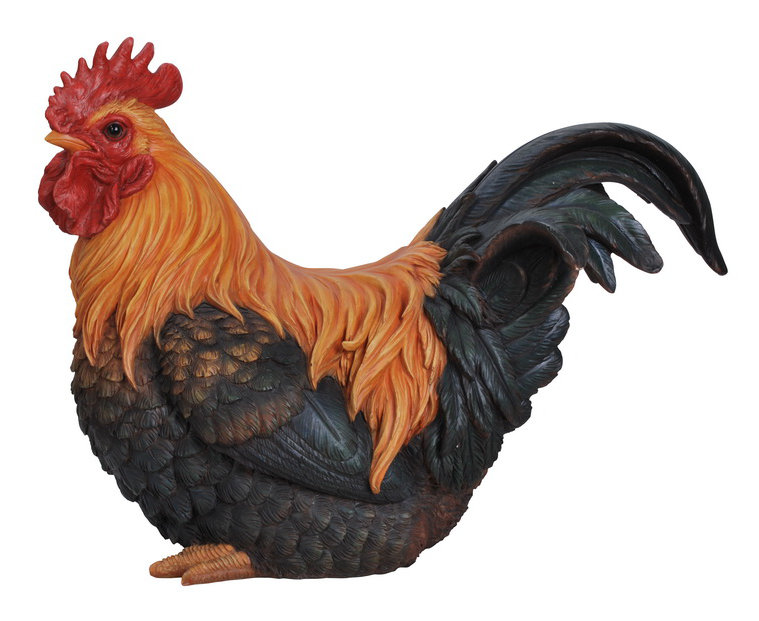 Figurine de coq accroupie