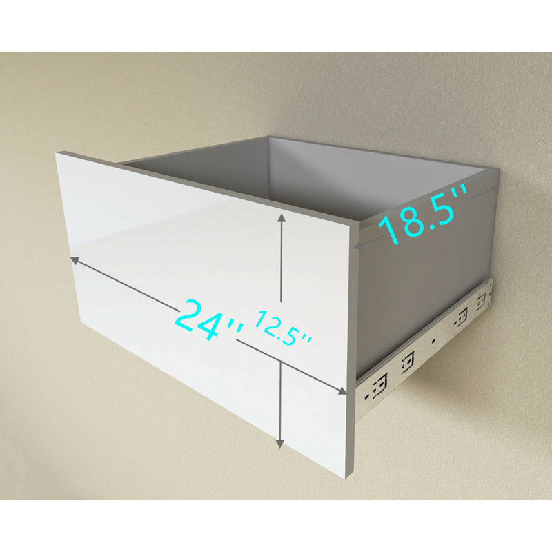 Tiroir blanc pour garde-robe de garde-robe blanc, hauteur de 6,25 po et profondeur de 18 po, 12.5" H x 24" W x 18.5" D