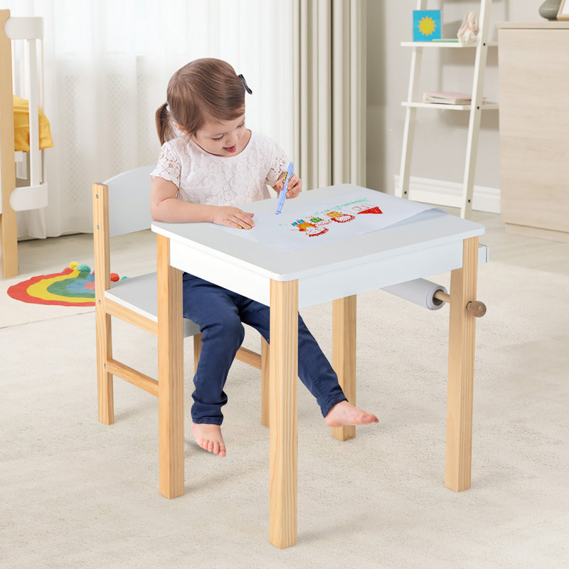 Kids 2 Piece Rectangular Arts And Crafts Table and Chair Set