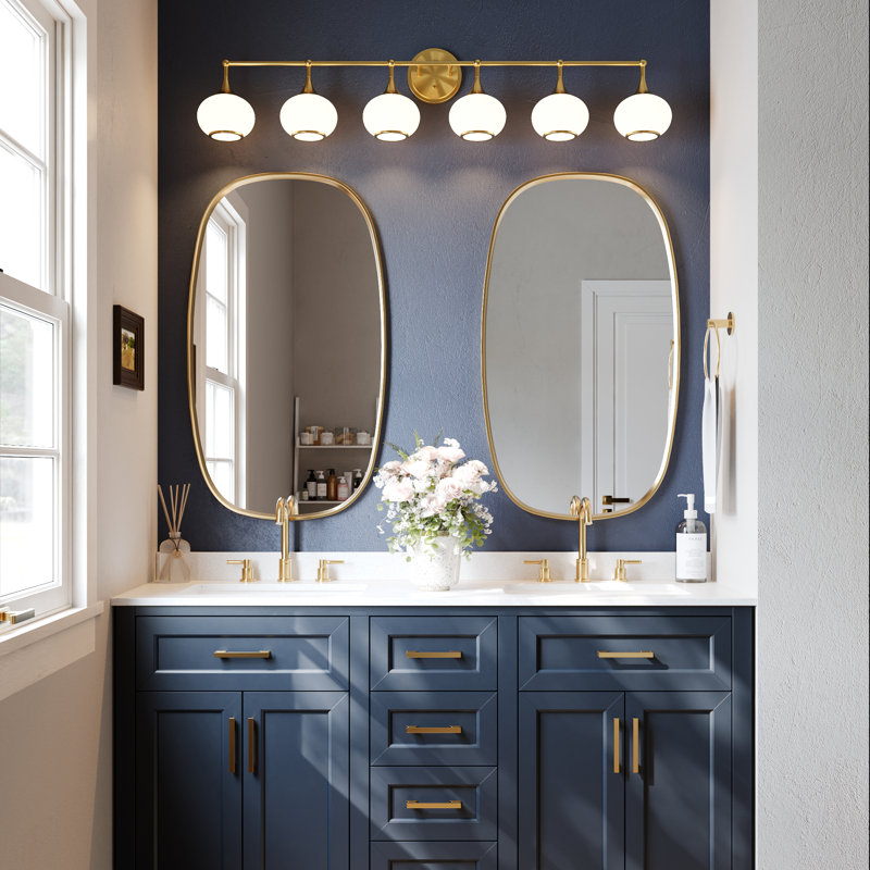 6 - Light Dimmable Vanity Light, Brass