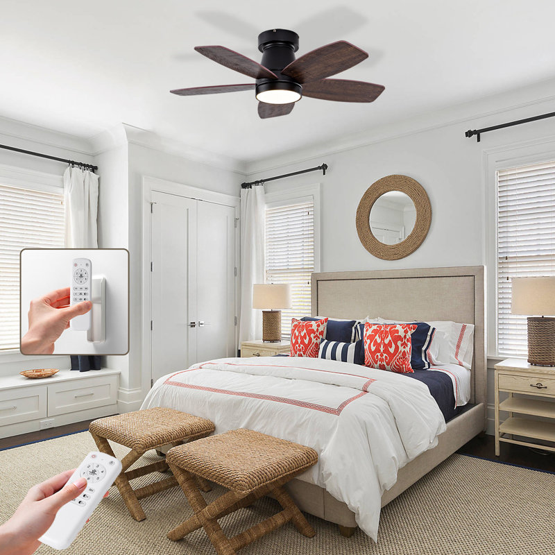 Ventilateur de plafond standard à DEL 5 pales 32 "avec télécommande et ensemble d'éclairage pour le salon