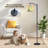 Arc Floor Lamp chinoiserie style peacock peonies golden Mughal Arch watercolor Floor Lamps with Remote LED Lights Adjustable Lamp Shades Tall Standing Lamps for Reading Office Living Room