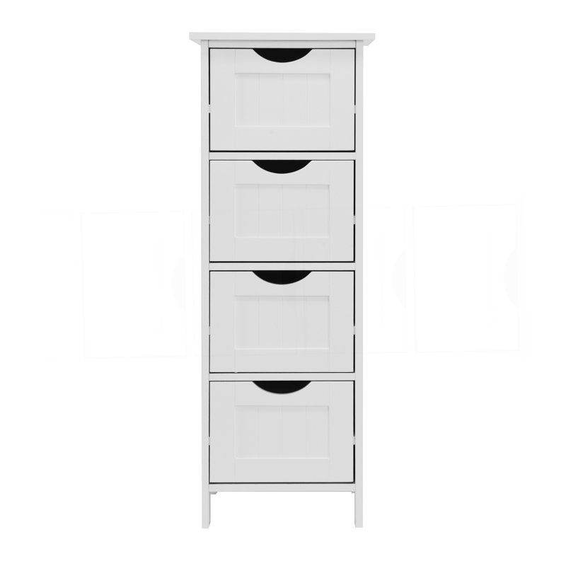 Armoire de rangement blanche pour salle de bain, armoire autoportante avec tiroirs