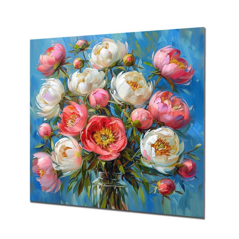 Stramoine - pivoines, impression d'art mural, H 16 po x l 16 po, Sans cadre