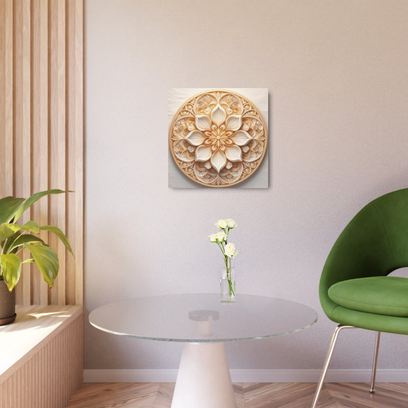 Mandala, motif floral, sculpture sur bois