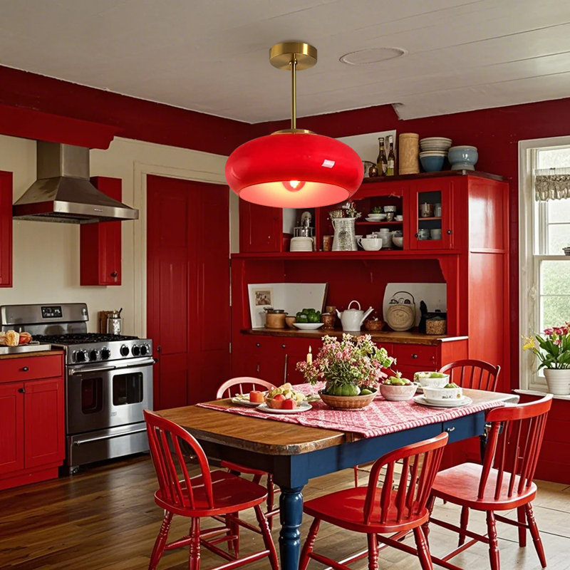 Mid Century Modern Ceiling Light, Red