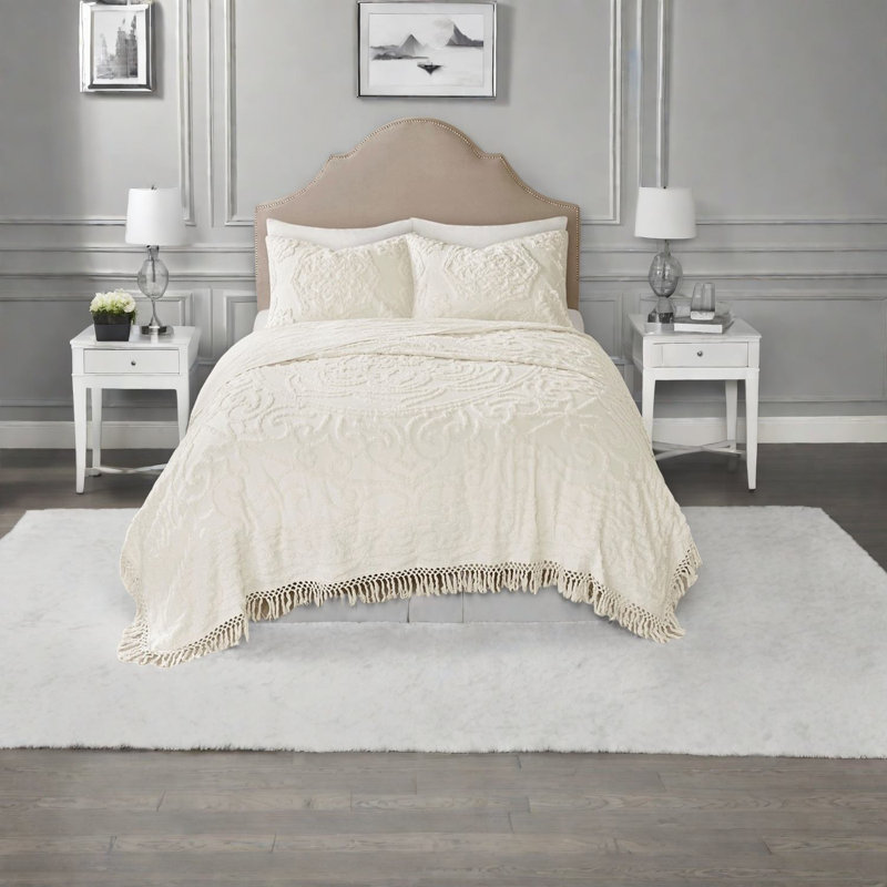 Ensemble de literie à franges en coton de qualité supérieure, style, utilisation toutes saisons