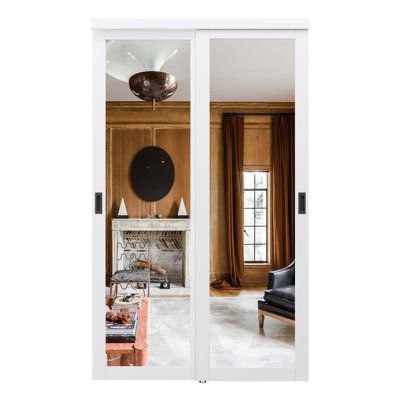 Porte de placard coulissante à miroir 48 po x 80 po de hauteur, pour pièce de placard avec toute la quincaillerie y compris