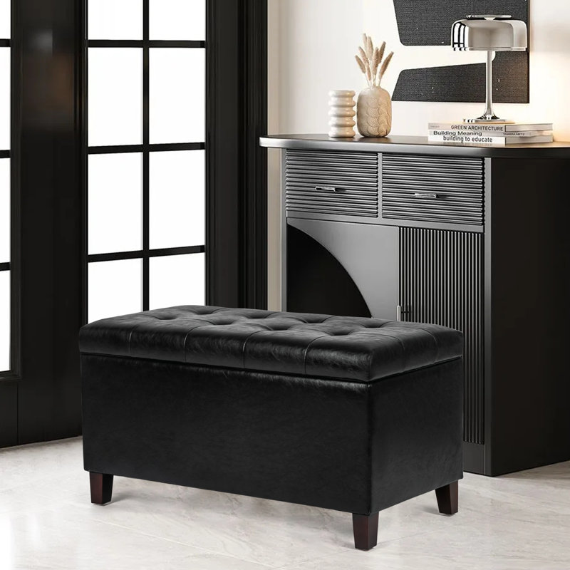 Banc de rangement pour repose-pieds Mogadore Home, Similicuir noir
