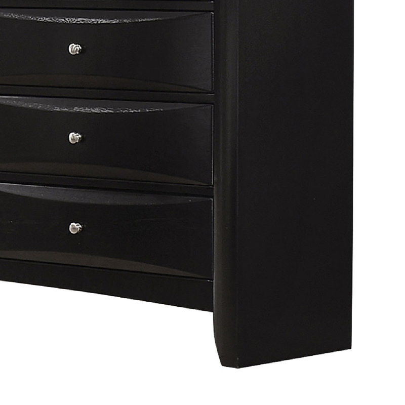 Ensemble de commode et miroir 2 pièces Ica, façades chambrées, bois noir