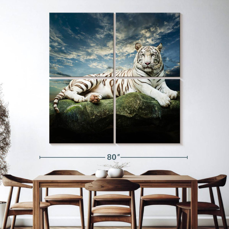 Brampt Lounging White Tiger, 74" H x 74" W