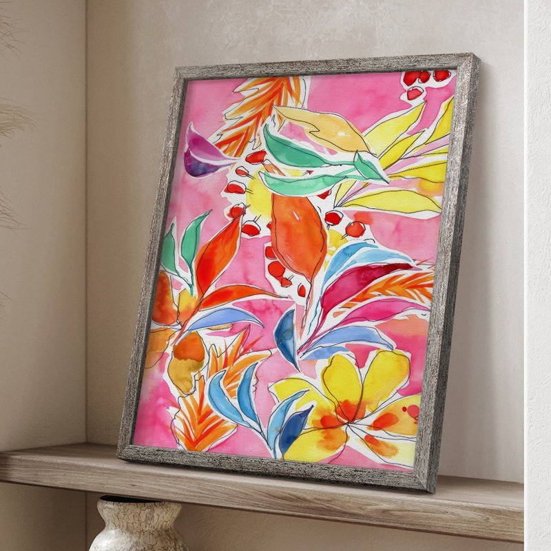 Manic Botanical II, reproduction encadrée - bois massif, H 11 po x l 9 po