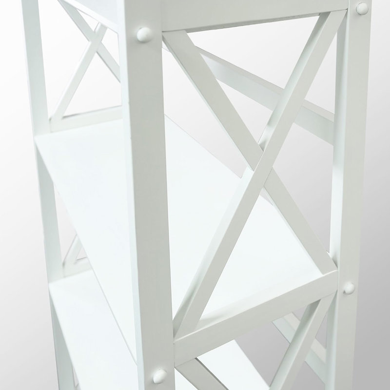 Montego X-Design 3-Tier Solid Wood White Bookcase