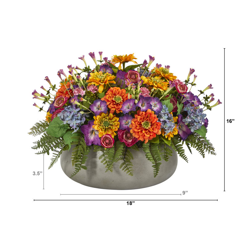 Plante à fleurs artificielle 16 po en pot