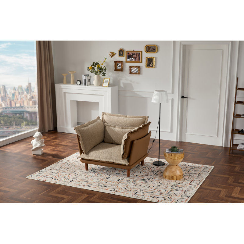 Fauteuil moderne surdimensionné en chenille, Chenille brun