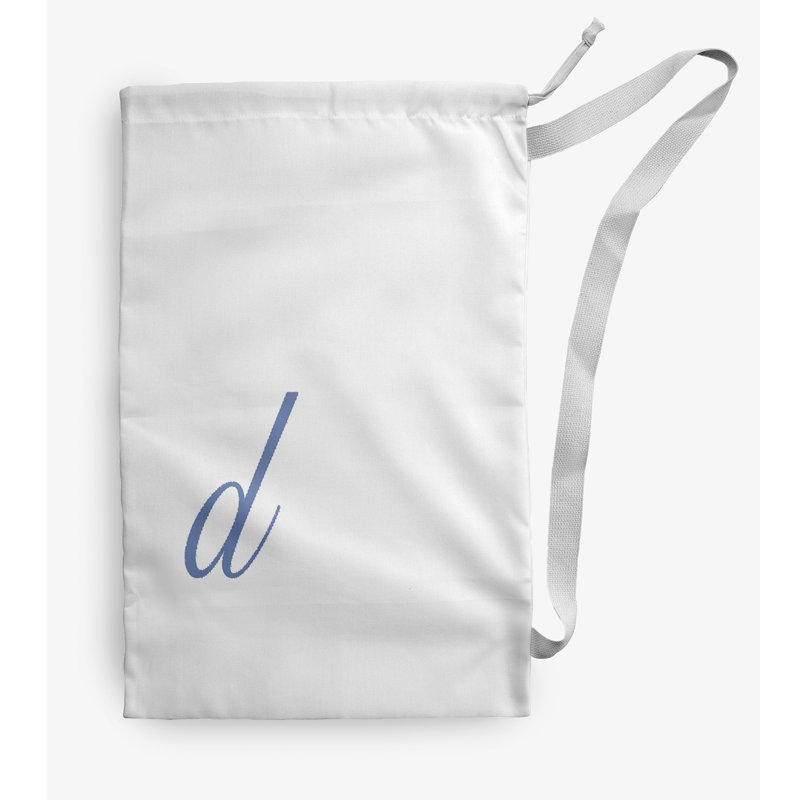 Sac à linge Monogram, Moyen (H 36 po x l 28 po), Blanc / bleu