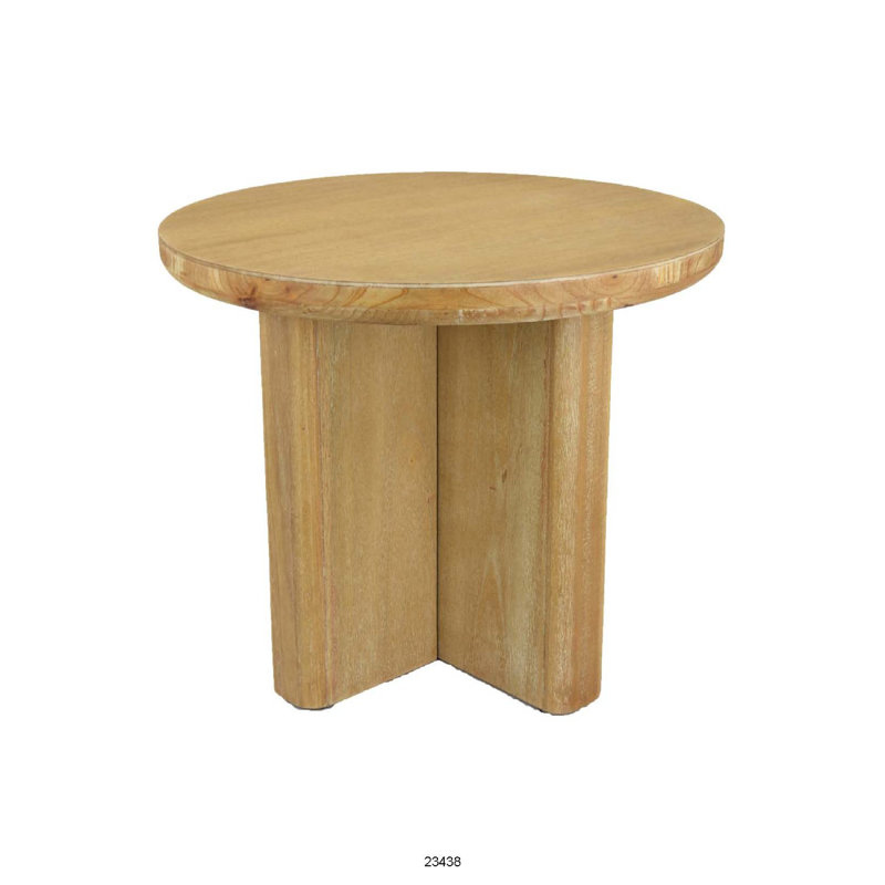 Table de bout ronde, pieds en panneaux de X, bois brun de 24 po