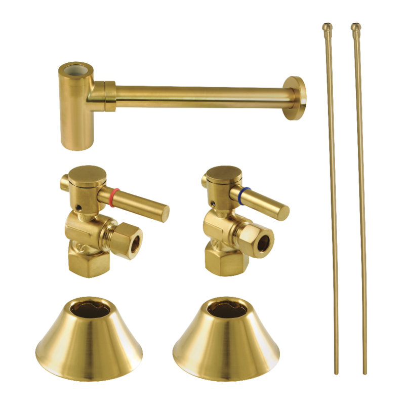 Kingston Brass Trimscape Contemporary Plumbing Sink Trim Kit with Bottle Trap, Brushed Brass