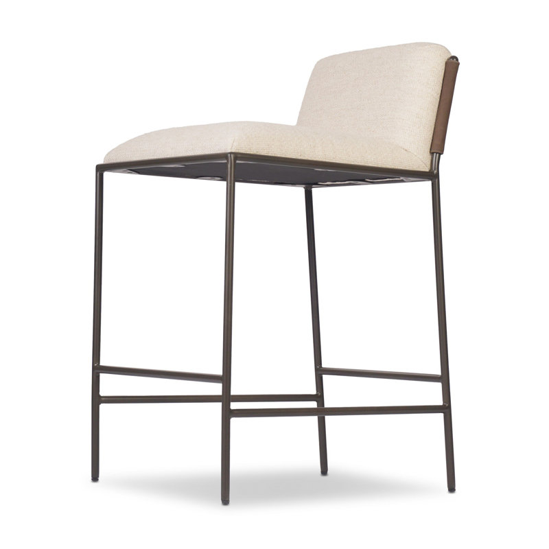 Rachael Upholstered Bar Stool with Metal Frame, Alcala Wheat, Counter Stool (27” Seat Height)