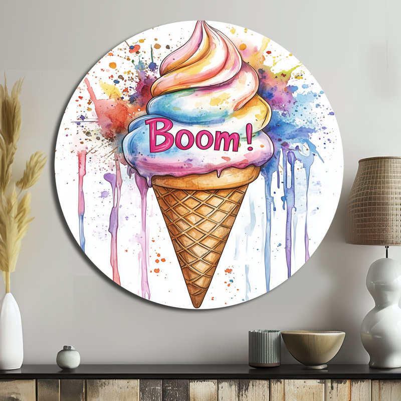 Boule de crème glacée! - Décoration murale ronde Pop Art, L 36 po x H 36 po