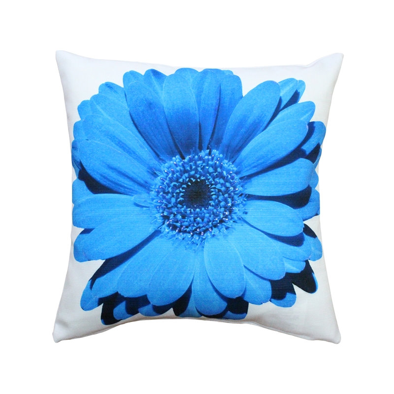 'Daisy Flower Indoor/Outdoor Throw Pillow, Blue