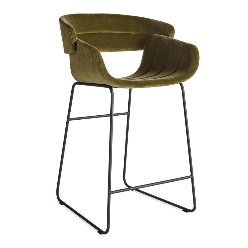 Racer Counter Stool Moss Velvet, Counter Stool (25" Seat Height), Moss