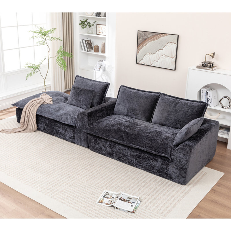 Canapé modulaire 103 po avec méridienne en forme de L, canapé modulaire désossé de grande taille pour salon, sans assemblage requis, canapés à compression