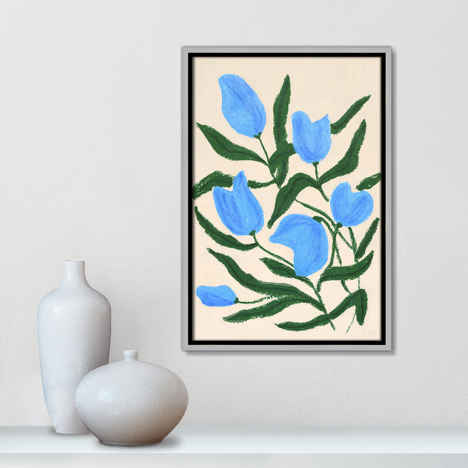 Blue Tulips Print by Camilla Bergqvist, Silver, 19.5" H x 13.5" W
