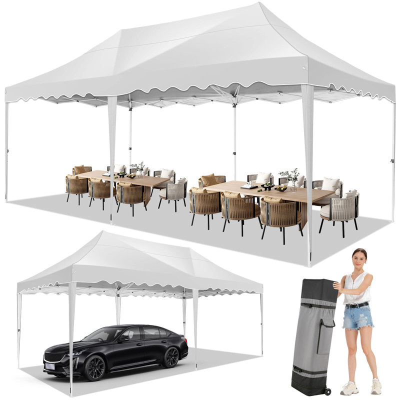 Marquee Gazebo with Sides, Large Easy Up Outdoor Party Tent with Wheeled Bag, 4 Weight Bags, for Garden, Party, Event, Waterproof and Sunproof 50 Ft. W x 25 Ft. D Aluminum Pop-Up Canopy